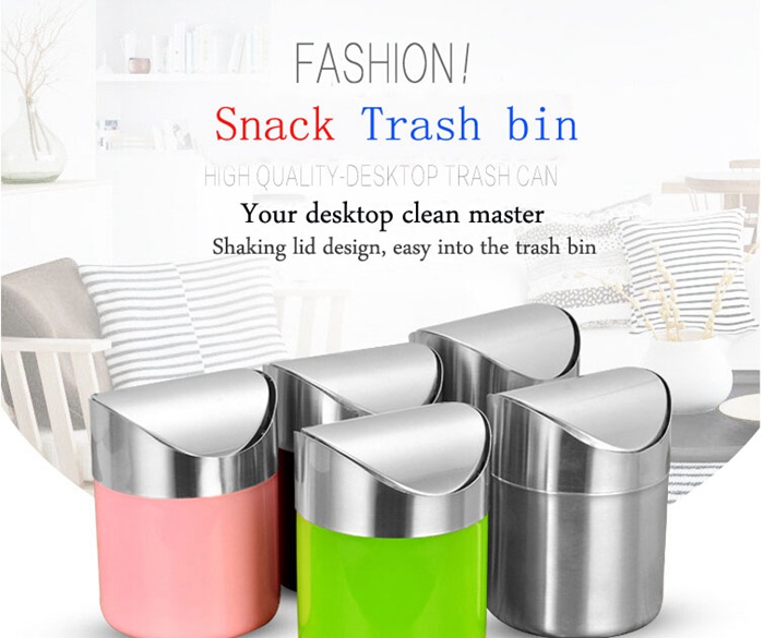 Mini Desktop Snack Trash Bin With Lid For Home and Car