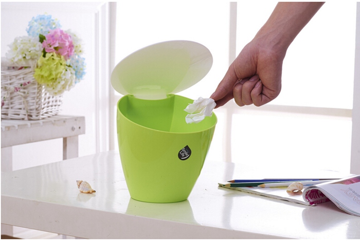  PP Wholesale Household Desktop Plastic Trash Bin with Flap Lid