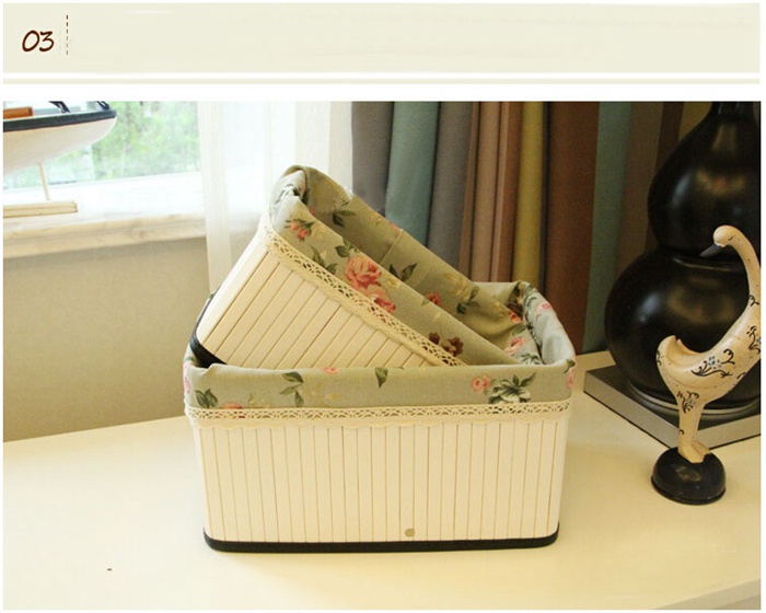 Bamboo Storage Basket With Fabric