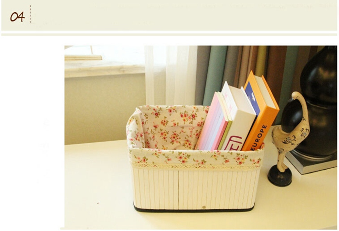 Bamboo Storage Basket With Fabric