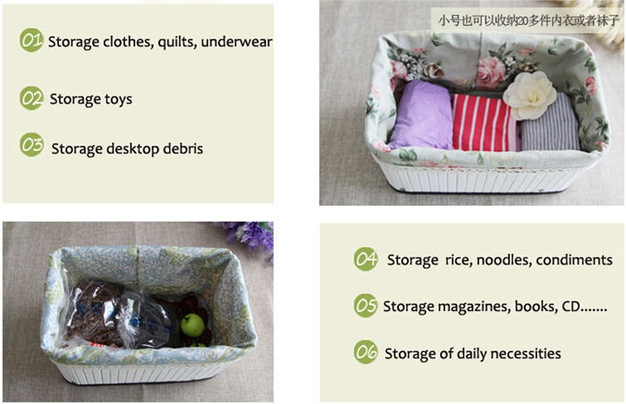 Bamboo Storage Basket With Fabric