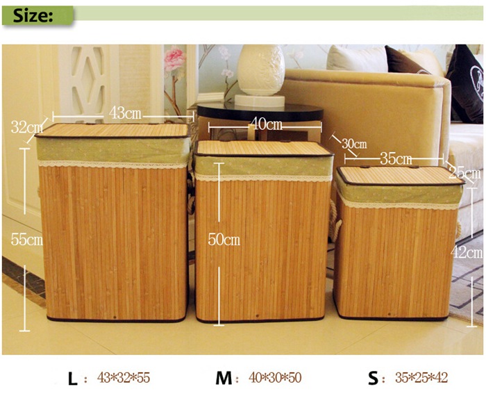 Eco-Friendly Fashion Design Bamboo Laundry Storage Basket With Fabric Liner