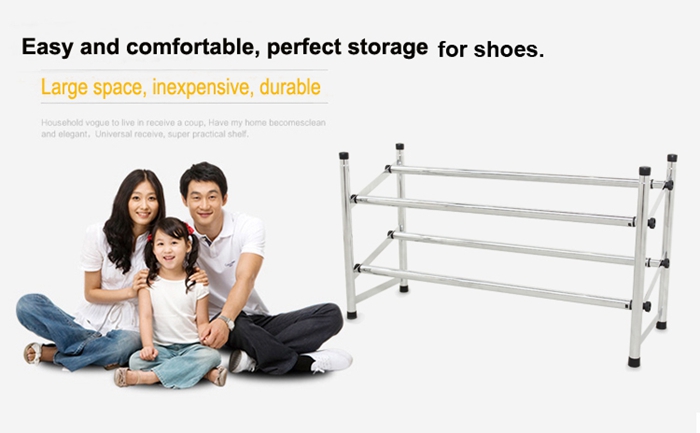 Adjustable Two Tier Carbon Steel Shoe Storage Rack
