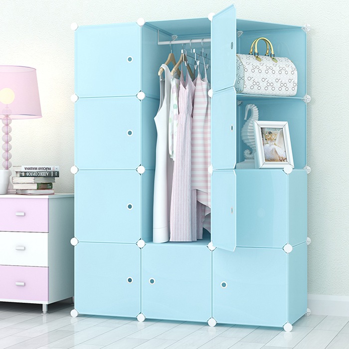 Pure Color DIY Plastic Wardrobe Storage Cabinet