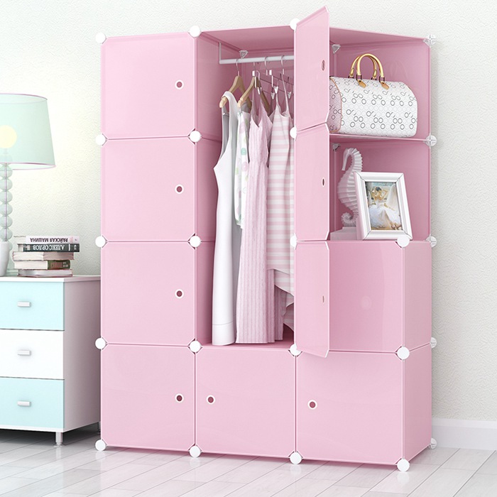 Pure Color DIY Plastic Wardrobe Storage Cabinet