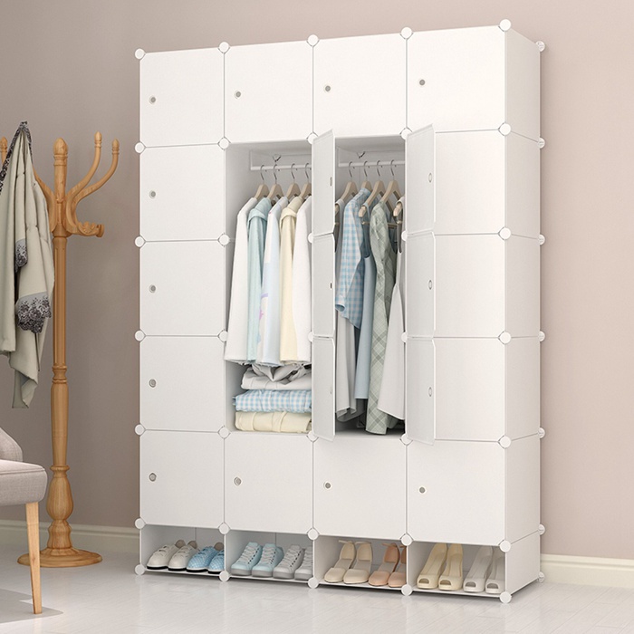 Pure Color DIY Plastic Wardrobe Storage Cabinet