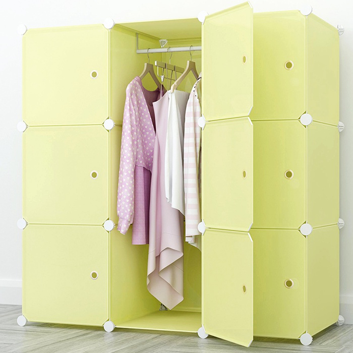 Pure Color DIY Plastic Wardrobe Storage Cabinet