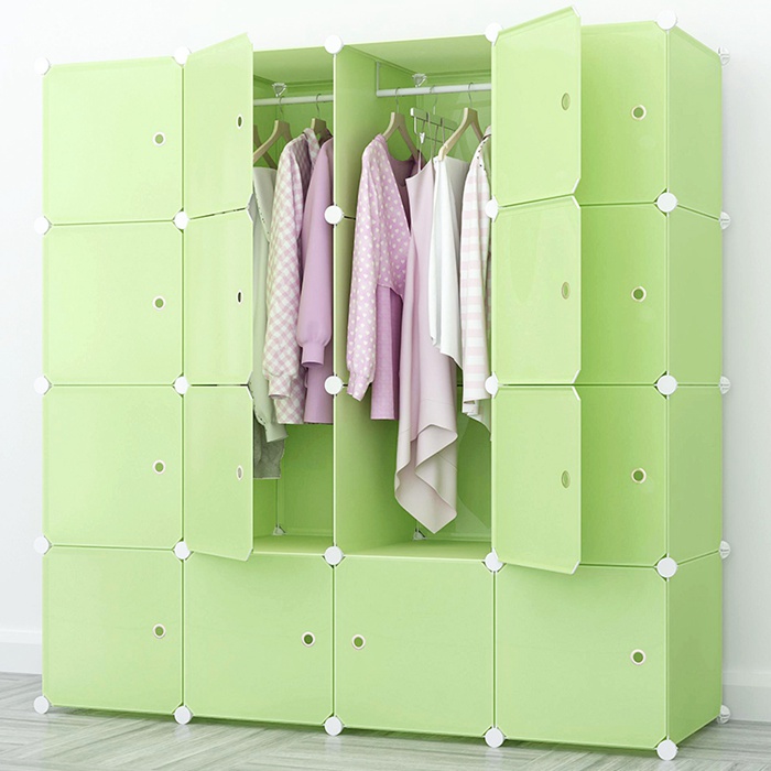 Pure Color DIY Plastic Wardrobe Storage Cabinet