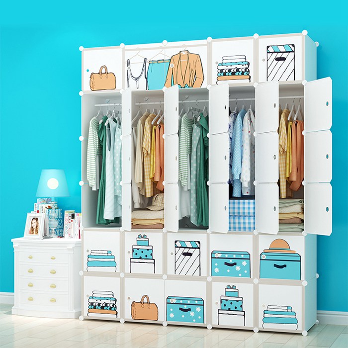 Cartoon DIY Plastic Wardrobe Storage Cabinet for Children