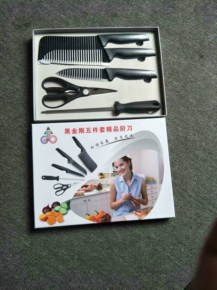 Stainless Steel 5pcs Kitchen Knife Set with Block