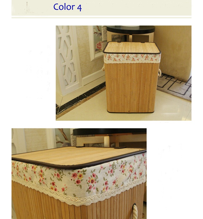 Eco-friendly Fashion Design Bamboo Laundry Storage Basket with Fabric Liner