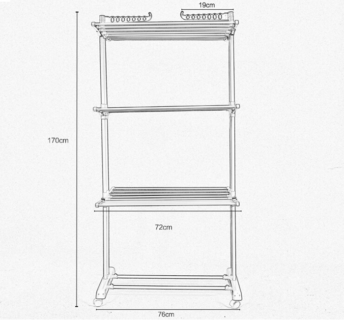 Tower Steel Coating Clothes Drying Rack with Wheel