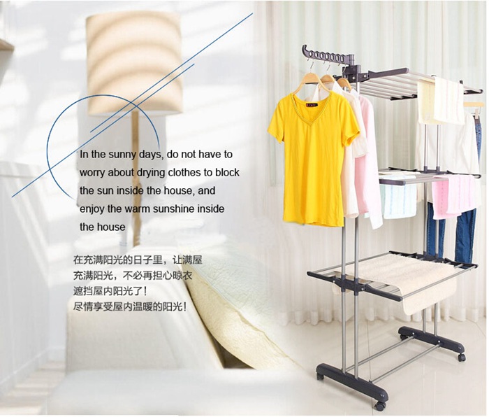 Tower Steel Coating Clothes Drying Rack with Wheel