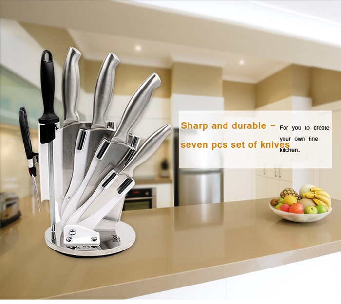 Stainless Steel 7pcs Kitchen Knife Set With Block