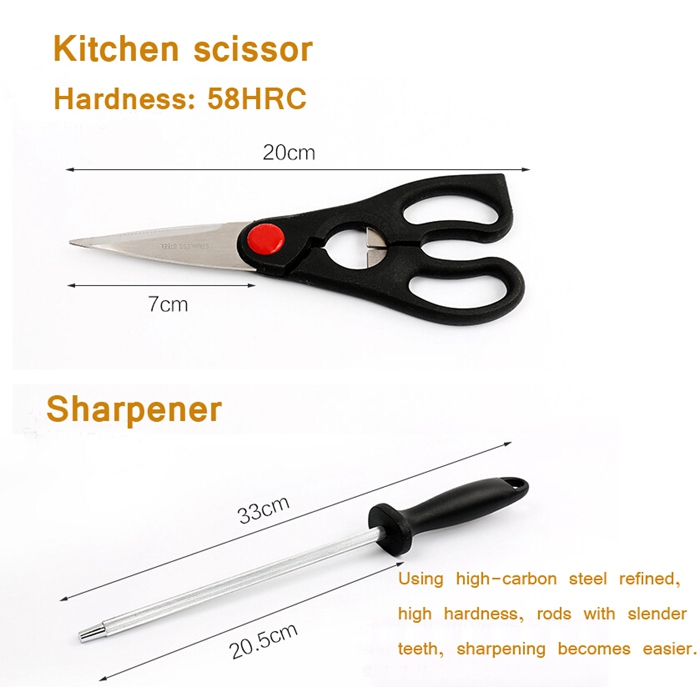 Stainless Steel 7pcs Kitchen Knife Set With Block