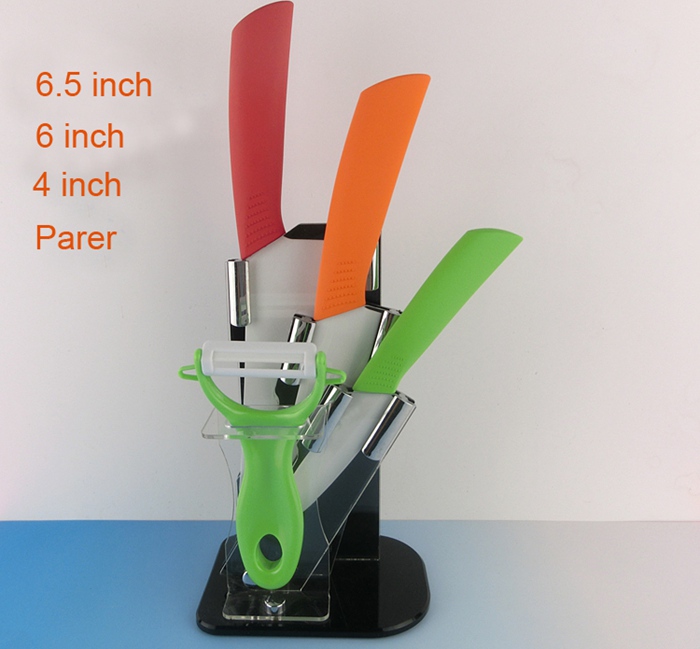 Non-Slip Handle 5 Pcs Color Full Ceramic Knife Set with Block