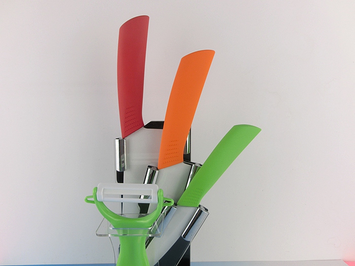 Non-Slip Handle 5 Pcs Color Full Ceramic Knife Set with Block