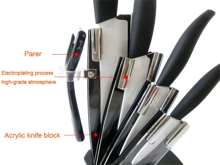 Non-Slip Handle 6 Pcs Ceramic Knife Set with Block