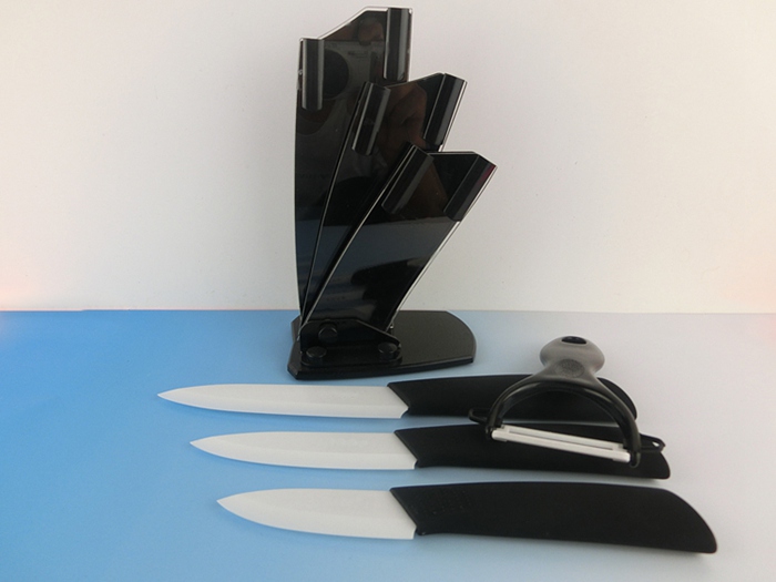 Non-Slip Handle 5 Pcs Ceramic Knife Set with Block