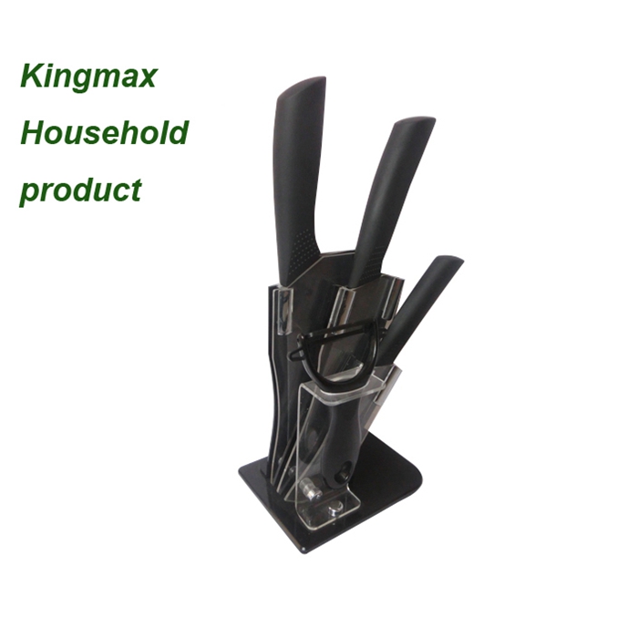 5 Pcs Black Blade Ceramic Knife Set with Block