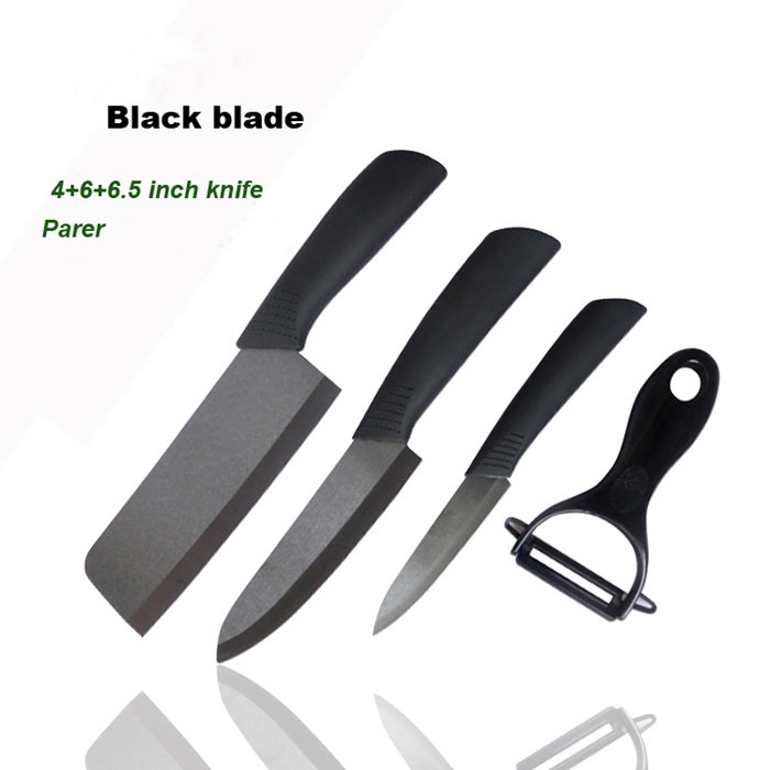 5 Pcs Black Blade Ceramic Knife Set with Block