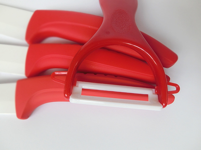 Non-Slip Curve Handle 6 Pcs Ceramic Knife Set with Block
