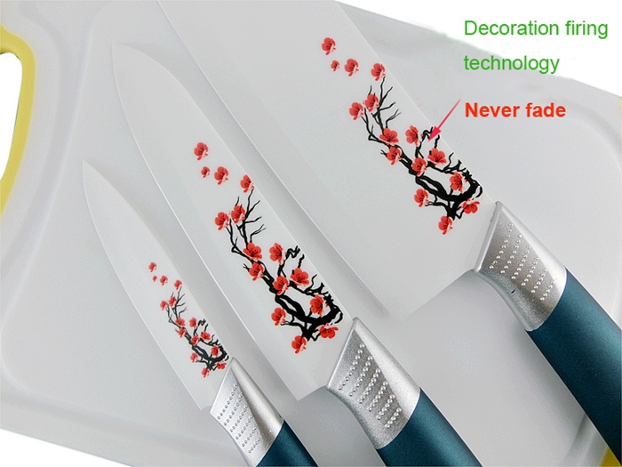 Non-Slip Handle 6 Pcs Ceramic Knife Set with Block