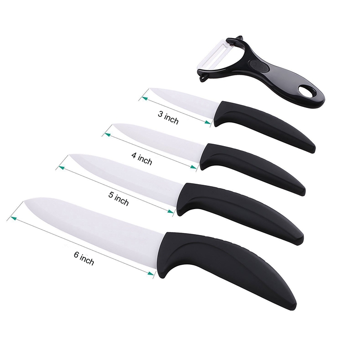 Non-Slip Curve Handle 5 Pcs Ceramic Knife Set