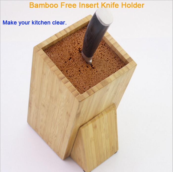 High Quality Free Insert Bamboo/MDF/ Wooden Square Knife Block