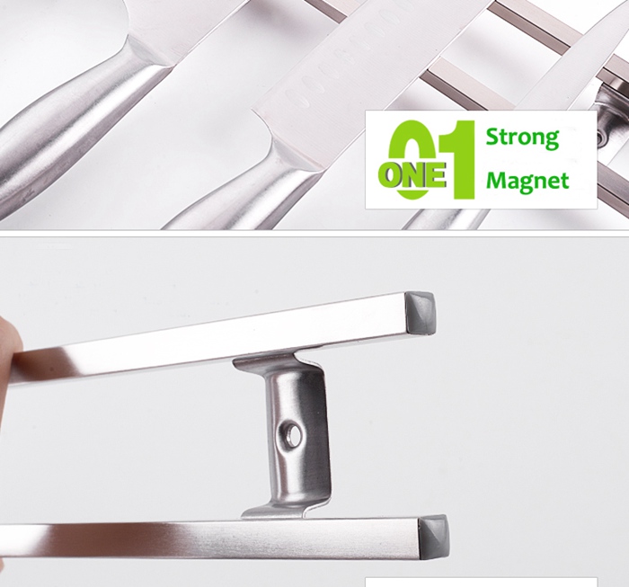 Square Tube Stainless Steel Magnetic Bar Knife Wall Holder