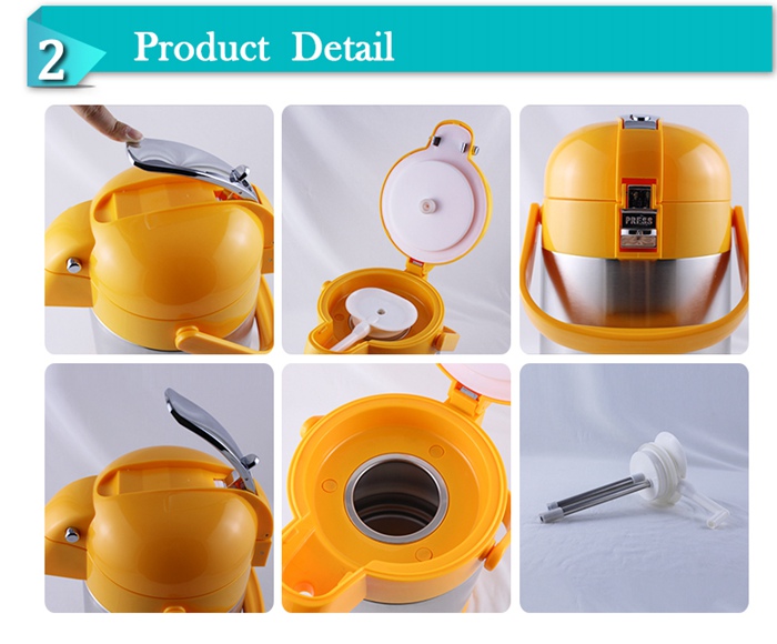 Zinc Alloy Lever Colorful Double Wall Stainless Steel Vacuum Air Pot