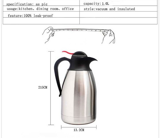 Durable Design Double Wall Stainless Steel Vacuum Goose Neck Coffee Kettle