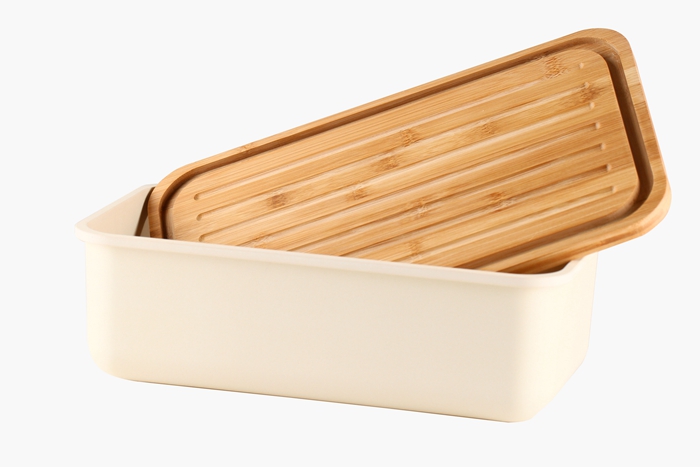 Durable Food safe Bamboo Fiber Bread Box with Bamboo Lid