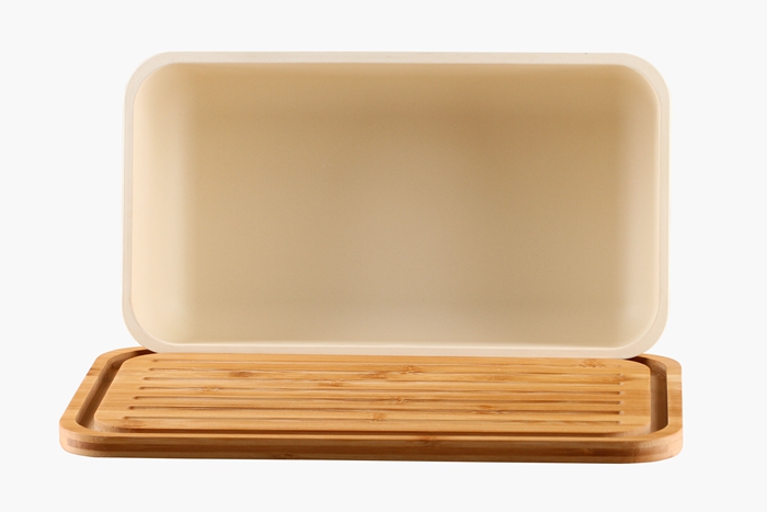 Durable Food safe Bamboo Fiber Bread Box with Bamboo Lid