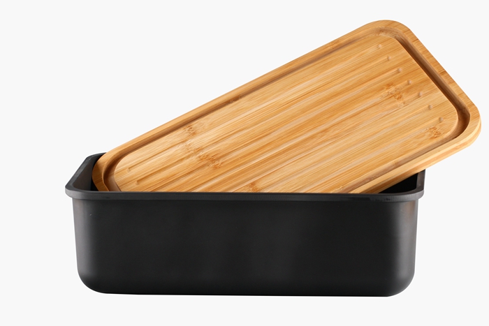 Durable Food safe Bamboo Fiber Bread Box with Bamboo Lid