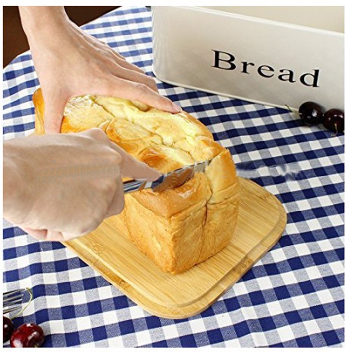 Durable Food safe Metal Bread Box with Bamboo Lid