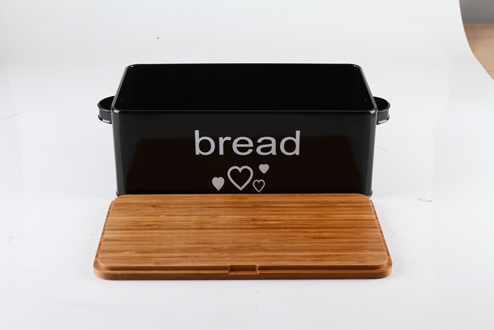 Durable Food safe Metal Bread Box with Bamboo Lid