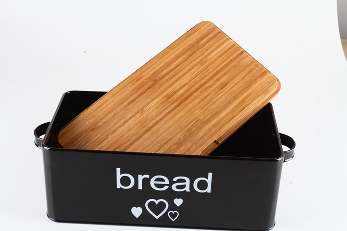 Durable Food safe Metal Bread Box with Bamboo Lid