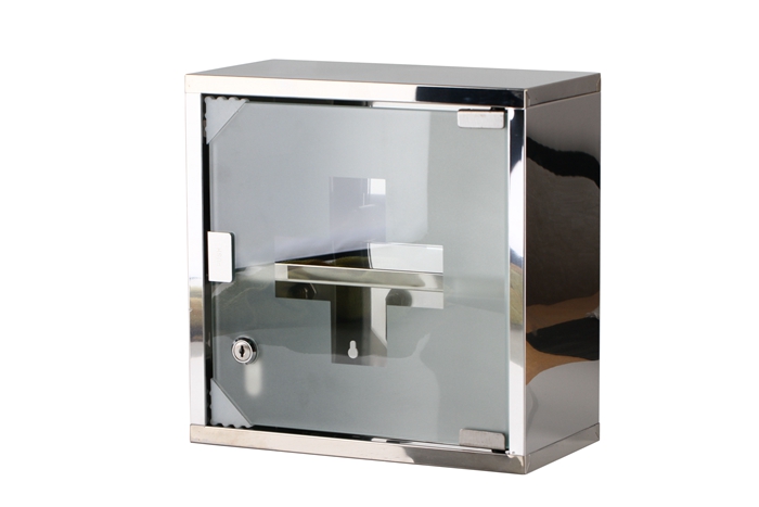 Stainless Steel 2 Layers Medicine Storage Box with Lock and Glass Door