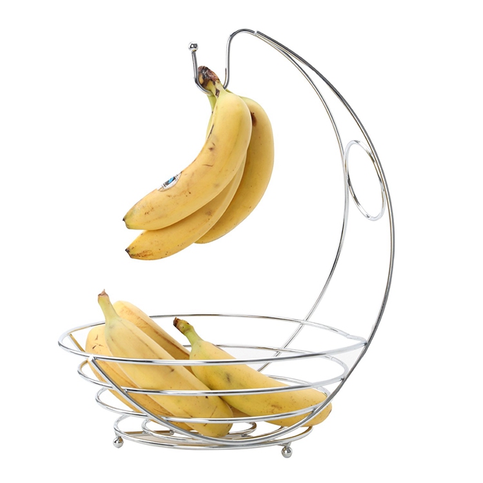 Metal Wire Stainless Steel Fruit Basket And Banana Hanger