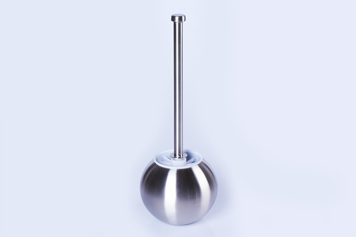 Stainless Steel Round Ball Shape Toilet Brush Set Holder