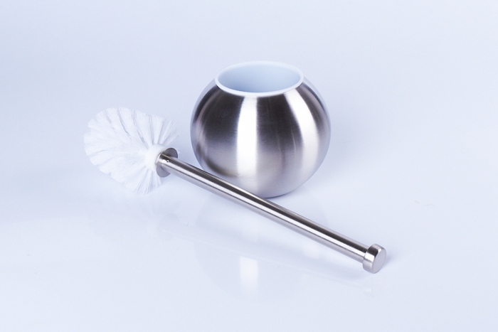Stainless Steel Round Ball Shape Toilet Brush Set Holder