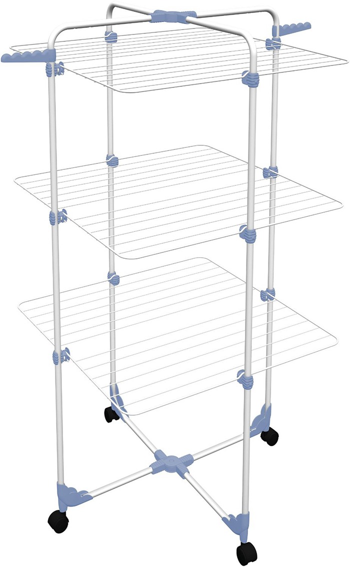 30M 3 Layers Tower Iron Clothes Drying Rack with Wheel