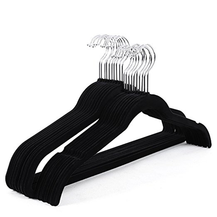 Non Slip Velvet Clothes Hanger with Notched Shoulder