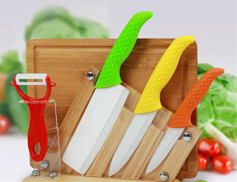 5 Pcs Color Full Ceramic Knife Set with Block