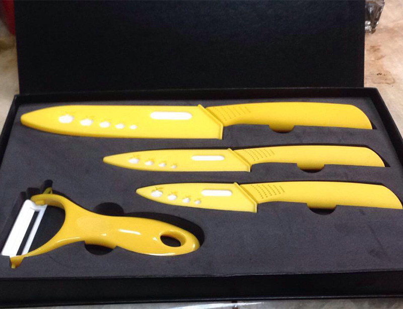 4 Pcs Yellow Ceramic Knife Set