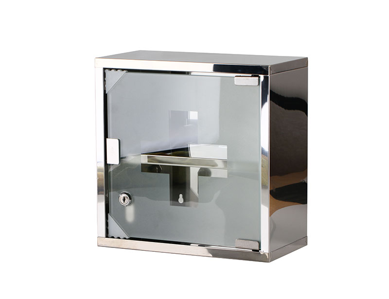 Stainless Steel 2 Layers Medicine Storage Box with Lock and Glass Door