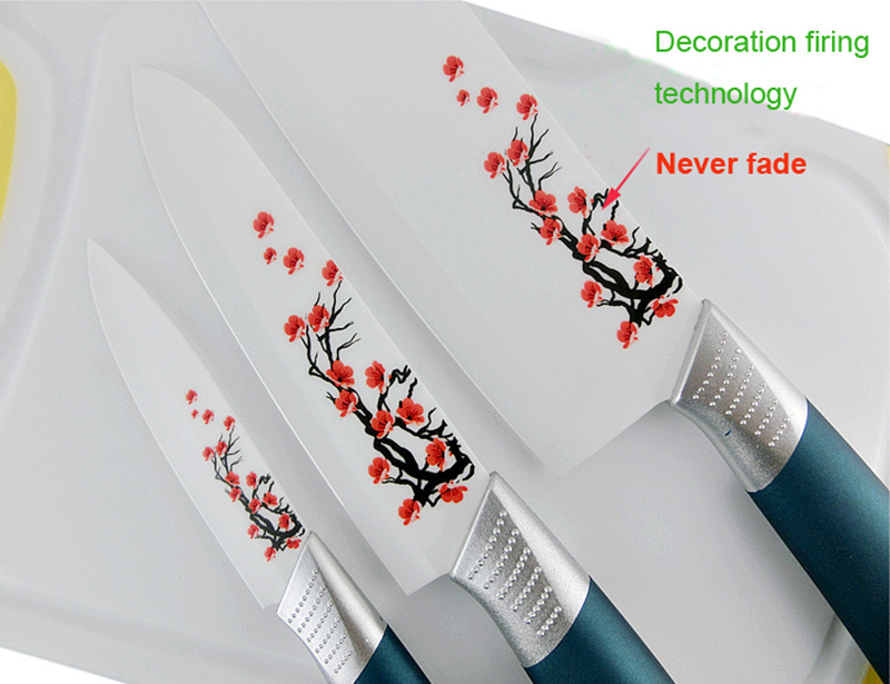 Non-Slip Handle 6 Pcs Ceramic Knife Set with Block