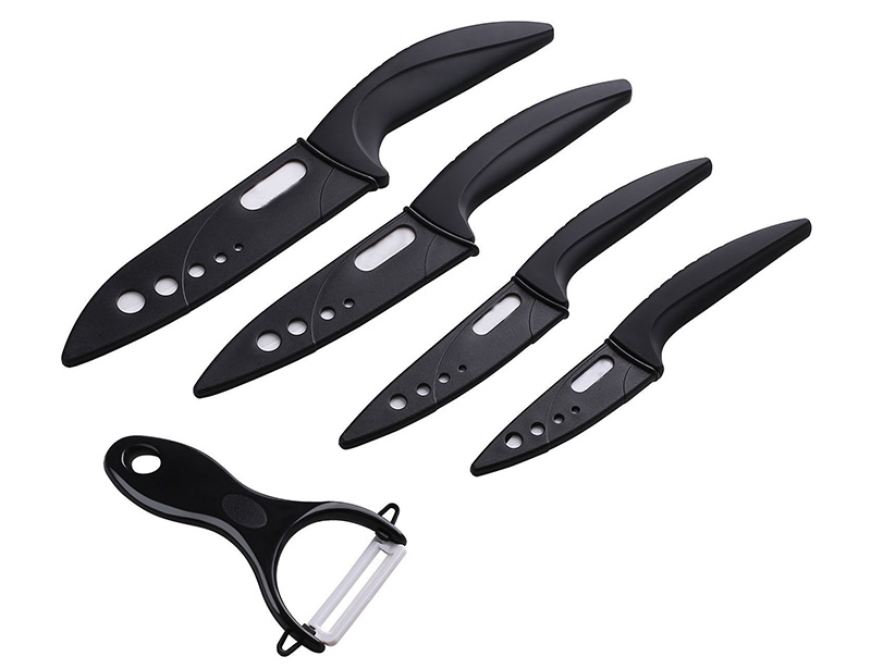 Non-Slip Curve Handle 5 Pcs Ceramic Knife Set