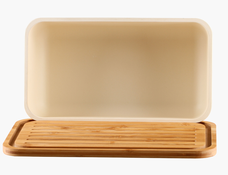 Durable Food safe Bamboo Fiber Bread Box with Bamboo Lid